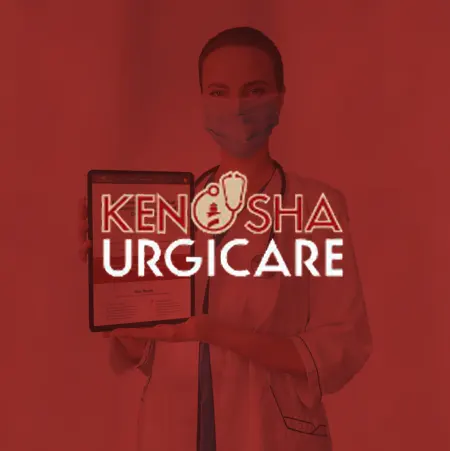 Kenosha Urgicare logo and a doctor, medical software developers and website development 