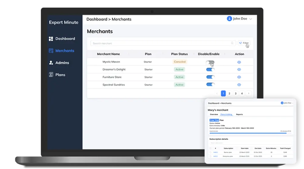 Merchant Dashboard in Ecommerce Application